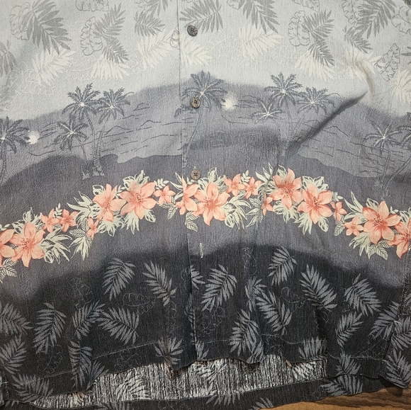 Havana Jacks Cafe Shirt green Floral silk Hawaiian short sleeve men's XXL - Picture 4 of 10